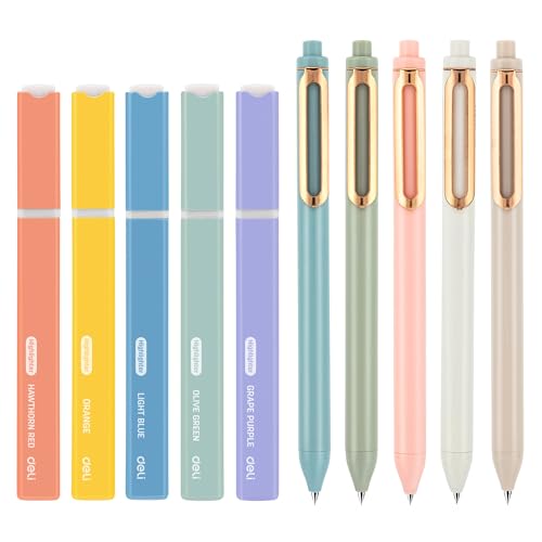 deli Aesthetic Highlighters And Gel Pens,10 Pack, No Bleed Bible Highlighters, Assorted Color, Black Ink Gel Pens, Dry Fast For Bibles Journaling Planner Notes