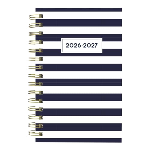 Blueline® Essential Academic Daily/Monthly Planner, August 2026 to July 2027, Gold Twin-Wire Binding, Poly Cover, 8" x 5", Nautical Design, Cabana (CA214PH.02) - color: Cabana