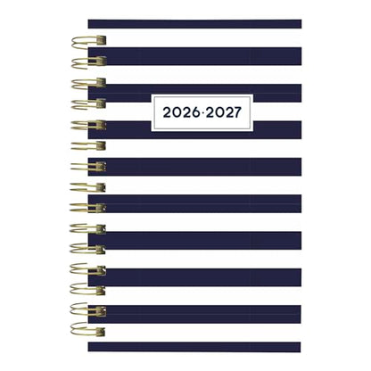 Blueline® Essential Academic Daily/Monthly Planner, August 2026 to July 2027, Gold Twin-Wire Binding, Poly Cover, 8" x 5", Nautical Design, Cabana (CA214PH.02) - color: Cabana