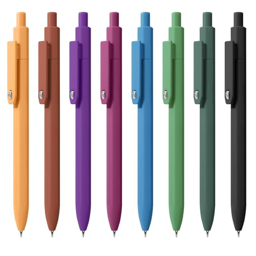 Vitoler Black Ink Gel Pens, 8pcs 0.5mm Smooth Writing Pens with Fidget | For Women, For Teachers, For Nurses, Quick dry, Liquid Ink, For Badge, Felt Tip, Medium Point, For Journaling, Cute - color: Retro Color A