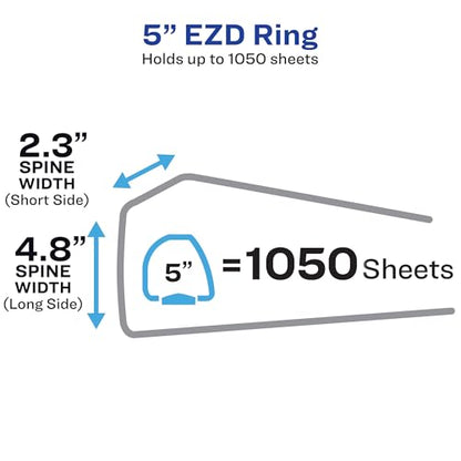 Avery Heavy-Duty View 3 Ring Binder, 5 Inch One Touch EZD Rings, 2.3/4.8 Inch Spine, 1 Pacific Blue Binder (79817) - size: 5"