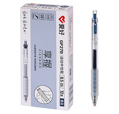 czxwyst GP270 Refillable & Retractable Gel Ink Pens with Soft Grip Large Capacity 0.5mm Fine Point 12-Pack (Blue Black) - color: Blue Black