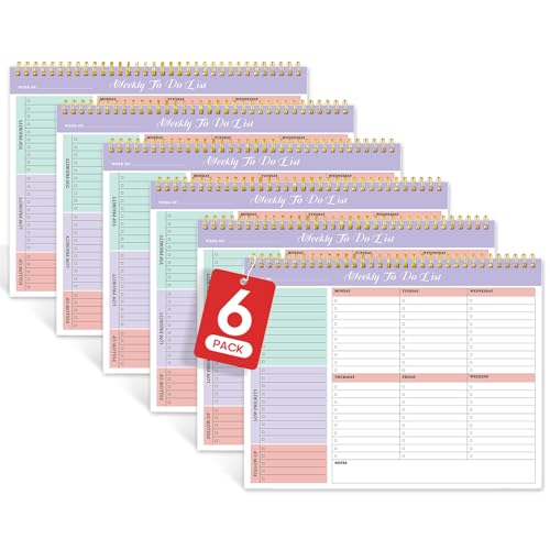 Taja 6 Pack of Weekly To Do List Notepad with 52 Undated Sheets（8.5"×11"）- Weekly Desk Planner for Women & Man, Work and Home - 6 Pack Violet Dream - color: a-Violet Dream