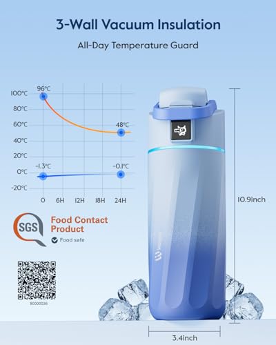 WATERH BOOST Kids Smart Water Bottle with Reminder & Tracker, 16oz | BPA-Free, Vacuum Insulated Stainless Steel, 24H Cold & 12H Hot, DIY Fridge Magnets, Rubber Base, Ideal for Travel & Camping - color: Morpho