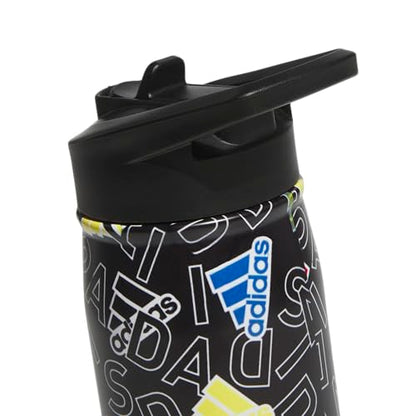 adidas Stainless Steel Metal Water Bottle 20 oz (600 mL) Straw Lid - color: Adi Comp Black/Black/White