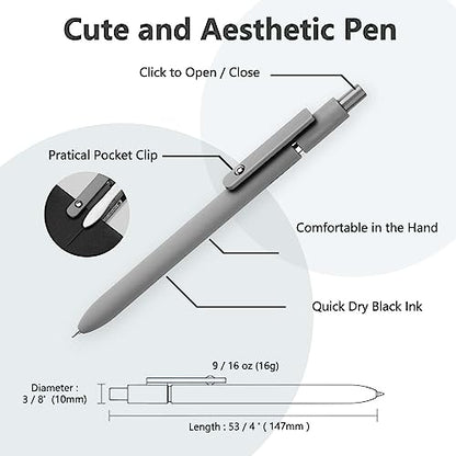 MIUTME 6Pcs Gel Pens, Retractable Gel Pens Quick Dry Ink Pens Fine Point Premium Smooth Writing Pens, Aesthetic Pens for School & Office Supplies - color: Grey,Black,White