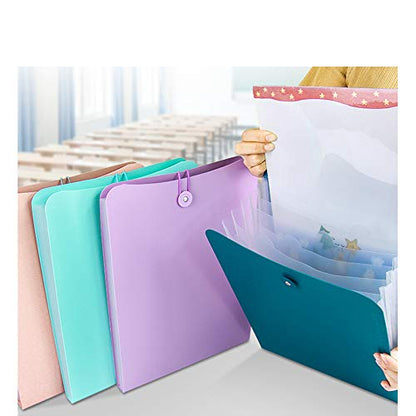 Vertical Expanding Accordion Folder with 7 Pockets Paperwork Organizer Document Wallet Briefcase Business File Organizer Bag A4 Letter Size Elastic Rope Closure Pink