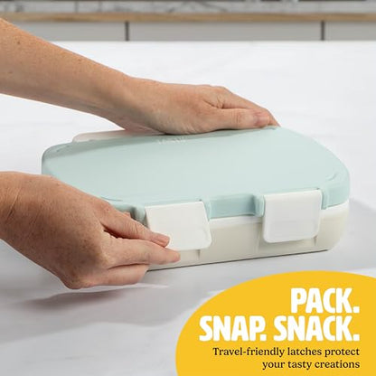 Tasty Bento Style Lunch Box, 4 Compartments with Built-In Phone Stand, BPA-Free Plastic, Portable Food Storage Container, Cream - color: Cream