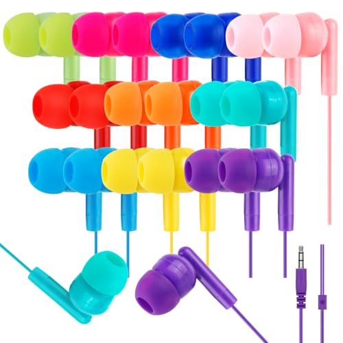 Bulk Kids Earbuds for Classroom 60 Pack,Student Wired Earphones | Earphones for School Library Computers Chromebook Laptop PC - color: Mixed Color, size: 60 Pack