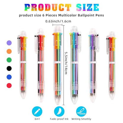 DAIKOYE Ballpoint Pens 6 PCS 0.5mm 6-in-1 Multicolor Ballpoint Pens Birthday Party Favors Gifts