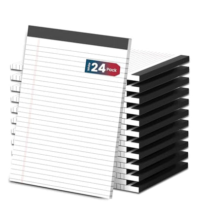 White Legal Note Pads 8.5X 11'', 24 Pack Legal Paper Note Pads, Micro Perforated Wide Ruled Lined Writing Pads 30 Sheets per Notepad Double-Side Printed Note Pad 8.5x11 for Home, Office, School - color: White- 24