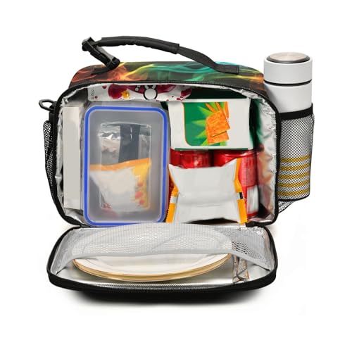 Color Flame Dragon Kids Lunch Box Insulated Lunch Bags Cooler Tote Bag with Removable Shoulder Strap for Boy Girl Student 20847458 - color: Flame Dragon