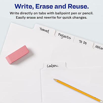 Avery Big Tab Write & Erase Dividers for 3 Ring Binders, 5-Tab Set, 1 Binder Divider Set (23075)