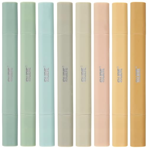 BLIEVE Bible Highlighters No Bleed Through, Pastel Colors, Dual Tip, 8 Pack | Aesthetic Cute Highlighters, Chisel Tip & Fine Point For Bible & Journaling, Back To School Supplies - color: BOHO EARTH