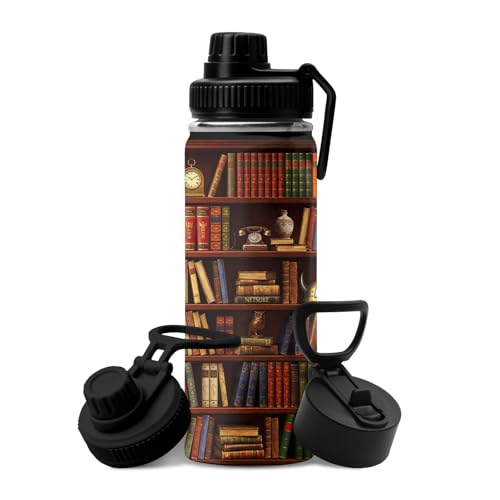 Book Lover Gifts,Book and Reading Gifts for Readers Women, Librarian Gift Reading Water Bottle 18oz Tumbler, Birthday Bookish/Reading Gift for Books Lovers Women - color: Bookshelf