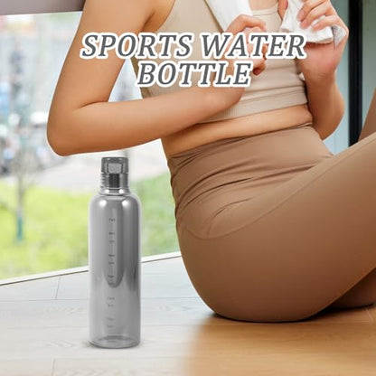 Portable High-temperature Resistant Glass Water Bottle 500ml with Time Marker, Stylish Gray Sports Water Jug for Students and Home Use