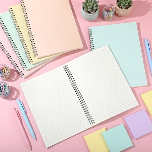 Fuutreo 6 Pack B5 Spiral Notebooks 10.5 x 7.45 Inch College Ruled Aesthetic Journal Kraft Hardcover 70 Sheets (140 Pages) Spiral Notebook for Office Students Work Journaling(Macaron,Bright Colors) - color: Macaron