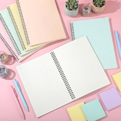 Fuutreo 6 Pack B5 Spiral Notebooks 10.5 x 7.45 Inch College Ruled Aesthetic Journal Kraft Hardcover 70 Sheets (140 Pages) Spiral Notebook for Office Students Work Journaling(Macaron,Bright Colors) - color: Macaron