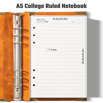 Ovesmusl PU Leather A5 Binder 6 Ring Refillable Journal 100 GSM 240 Pages | Refill Paper Include A5 Planner Binder Loose Leaf Binder Notebook 5.7”x8.3”, Green Tree - color: Green Tree