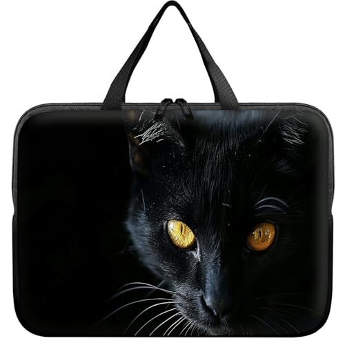 Universal Laptop Sleeve Tablet Case 12 inch, Black Cat with Golden Eyes Slim Carrying Case Durable Handbag Travel Laptop Bag for Surface Pro 9 8 7/Laptop Go 2 3, MacBook Air 11/12 - color: Black Cat With Golden Eyes, size: 12 inch