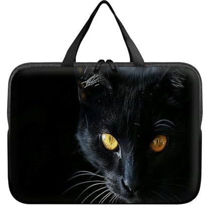 Laptop Sleeve Case Bag 15 inch, Black Cat with Golden Eyes Slim Carrying Case Durable Handbag Travel Laptop Bag for 15 inch MacBook Air M3/M2/15 Pro/Surface Laptop 7/6/5/4/3/ Dell XPS 15 Plus - color: Black Cat With Golden Eyes, size: 15 Inch