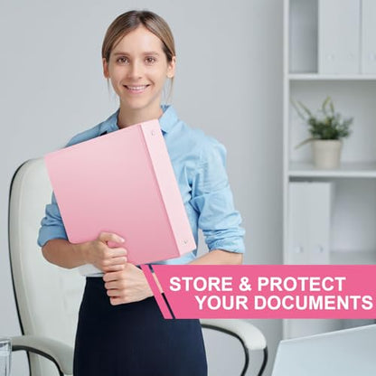 SUIN 2-Inch 3-Ring Binders with 2 Interior Pockets, Heavy Duty Clear View Presentation Binder Holds 425 Sheets Letter Size, Office School Home,6 Pack - color: Pink