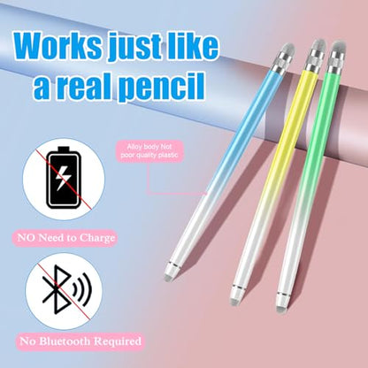 Bopomofo 3PCS Stylus Pen for Touchscreen,High Sensitivity & Precision | Metal Barrel,Fiber Tip,No Charging,Compatible with iPhone iPad Android Microsoft Surface Nintendo Switch Touch Screen - color: Blue/Green/Yellow