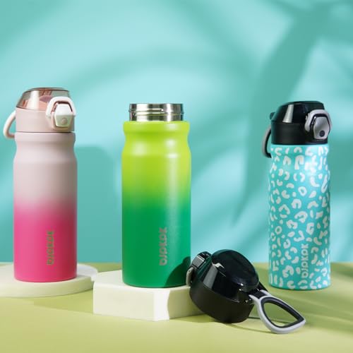 BJPKPK 18oz Insulated Water Bottle with Straw Stainless Steel Double Wall Water Bottles BPA Free Leak Proof Thermal Flask with Lockable Flip Lid and Soft Silicone Spout,Bubble Gum - color: A-Bubble Gum, size: 18 Ounces
