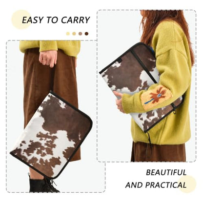 Western Cow Skin Texture Expanding Accordion File Folder with Sticky Labels, 13 Pockets Zip File Folder with Zipper Closure - color: Western Cow Skin Texture