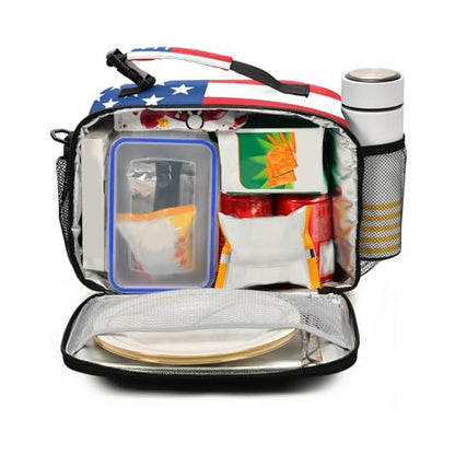 American Flag Kids Lunch Box Insulated Lunch Bags Cooler Tote Bag with Removable Shoulder Strap for Boy Girl Student H080058 - color: American Flag