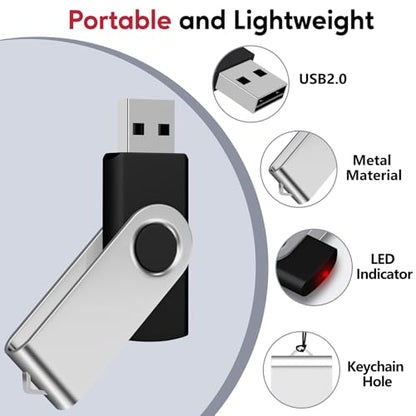 Bulk Flash Drive 512MB 20 Pack, AreTop USB2.0 USB Stick Memory Stick | Premium Swivel Thumb Drives Bulk USB Pen Drive Jump Drive for Data Storage (20Pcs 512MB, Black) - size: 512MB, style: 20P-Black-A