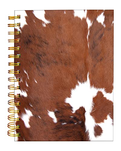 iampanda Spiral Journal Notebook,Strong Twin-Wire Binding with Premium Paper for Girl Women,60 Sheets A5 College Ruled Notebook/Journal,Perfect for School Office Home Gifts,Cowhide Farm Animal Skin - color: Cowhide Farm Animal Skin Brown Cow