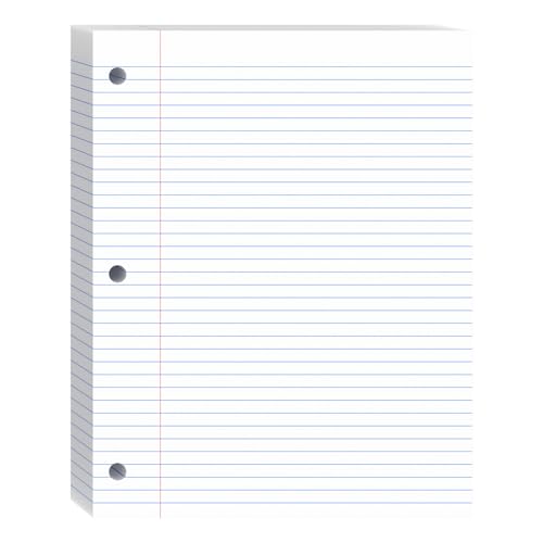 Loose Leaf Paper, 8x10.5 College Ruled, Notebook Paper with Holes, White Binder Notebook, 3 Hole Punch Paper, 100 Sheets/pack, 1 Pack - color: White, size: 8x10.5 College Ruled