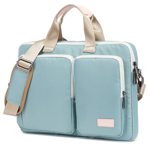 360 Protective Multi-Pockets Laptop Shoulder Bag Sleeve Case, Briefcase for 15.6 & 16 Inch Laptops (Light Blue) - color: Light Blue, size: 15 inch-15.6 inch