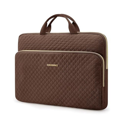 BAGSMART Laptop Case Compatible with 13-13.3 inch Notebook,Compatible with MacBook Pro 14 Inch,MacBook Air,Protective Carrying Bag with Pocket,Handles, Coffee Brown - color: Coffee brown, size: 13-13.3 Inch