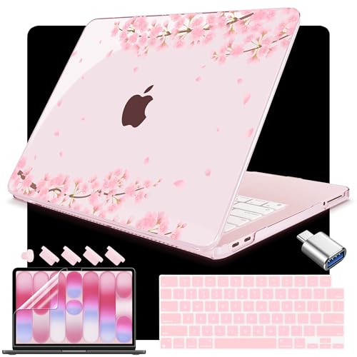 Teryeefi for MacBook Neo 13 inch Case 2026 A3404 (A18 Pro Chip), Plastic Hard Shell Pattern Case with Type C Adapter & Keyboard Cover & Screen Protector, Cherry Blossom - color: Cherry Blossom