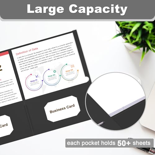 Folders with Pockets, LAYZZ 30 Pack Paper Pocket Folders, 2 Pocket File folders Fits Letter Size Paper, for School Office and Home (Black) - color: Black