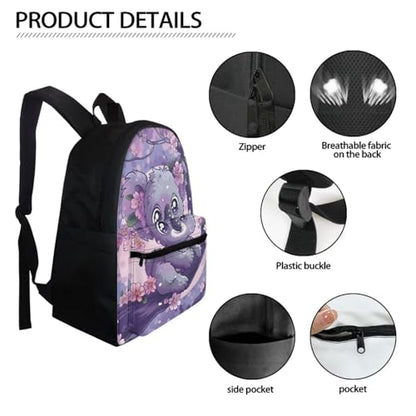 BIGCARJOB Little Girls School Bookbags Cute Kawai Racoon Backpack School Bags with Lunch Box Pen Bags Set for Girls Preschool Large Bookbags Racoon Print School Rucksack Kids Casual Daypack - color: Cute Kawai Racoon, size: One Size