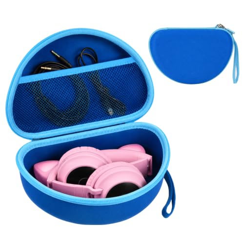 PAIYULE Kids Headphones Case for iClever for Riwbox CT-7S/CT-7, for Candy Headphone with Ear, Hard Shell Protective Case with Accessory Pocket for Travel, School (Box Only) - color: Blue
