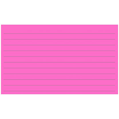 Colonial Cards: 150 Color Cardstock 3" x 5" Index Cards, Bright Pink, Lined Landscape Format - color: bright pink