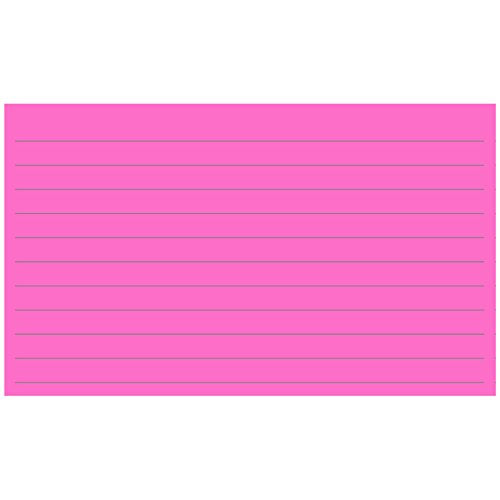 Colonial Cards: 150 Color Cardstock 3" x 5" Index Cards, Bright Pink, Lined Landscape Format - color: bright pink