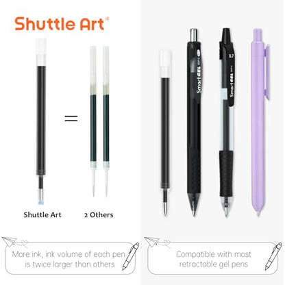 Retractable Gel Pen Refills, Shuttle Art 120 Pack Black Rollerball Gel Ink Pens Refills, Bulk Set, 0.7mm Fine Point for Writing Journaling Taking Notes School Office Home - color: Black, size: 60 Count (Pack of 2)
