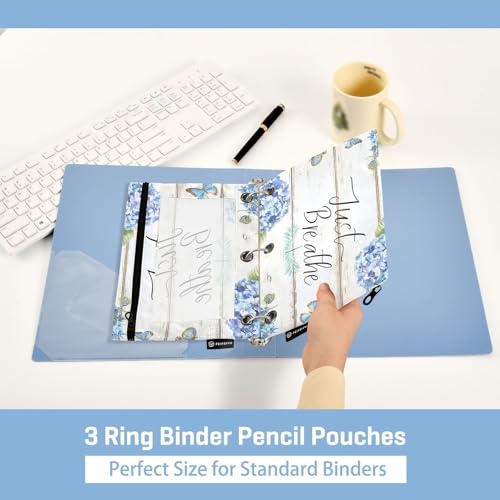 Fustylead Just Breathe Hydrangea Flowers Big Capacity Pencil Bag Fits 3 Ring Binders, Waterproof Pencil Case with Clear Window for Cosmetic Office School Students Supplies 2 Pack - color: Multicoloured01