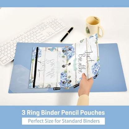 Fustylead Just Breathe Hydrangea Flowers Big Capacity Pencil Bag Fits 3 Ring Binders, Waterproof Pencil Case with Clear Window for Cosmetic Office School Students Supplies 2 Pack - color: Multicoloured01