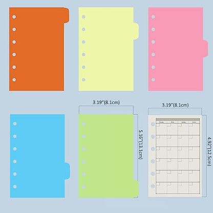Harphia A7 6-Hole Binder Refill Value Set: 90-Sheet Monthly Plan Loose Leaf Paper with Stickers and Dividers, Planner Insert with Binder Pockets - color: Month Paper Set, size: A7