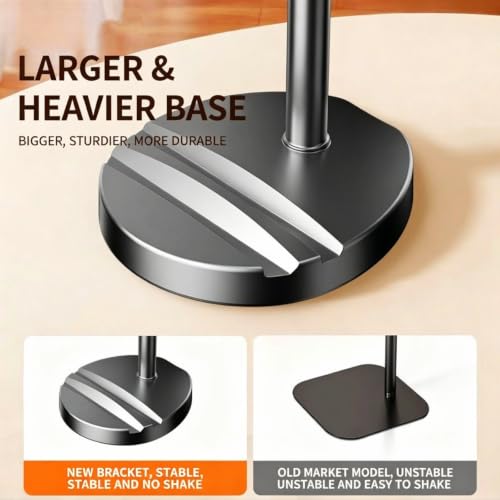 Adjustable Height Phone and Tablet Stand, Dual Device Holder with 360° Rotation, Sturdy Non-Sturdy Non-Slip Base with Card Slot for Livestream, Watching Videos, Work, Gaming