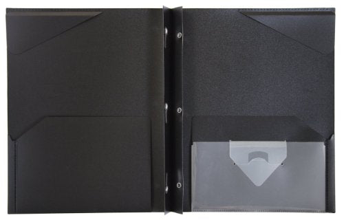 Five Star 2-Pocket Folder, Plastic Folder with Stay-Put Tabs and Prong Fasteners, Holds 8-1/2" x 11" Paper, Black (72113) (Pack of 2) - color: Black, size: 1 Count (Pack of 2)