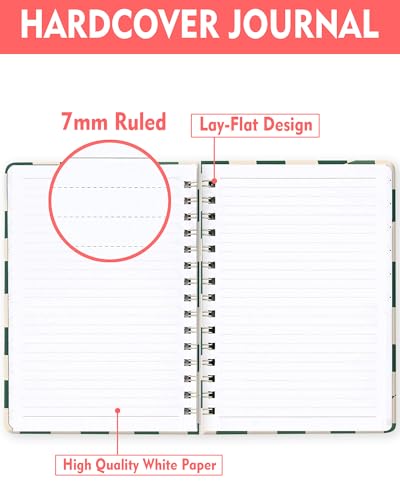 Spiral Journal Notebook for Women, Hardcover A5 College Ruled Notebook, 60 Sheet, Thick Paper, Cute Lined Journal for School, Office & Work, 6 x 8.4 in(Green Checkered) - color: Green Checkered