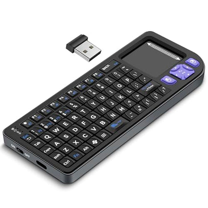 K809 Mini Wireless Keyboard with Touchpad, 2.4G + Bluetooth Dual Mode. Aluminum Frame, Rechargeable and Compact for iPad, Mac, Windows & Android. Ideal for Travel, Office and Home Use (Black). - color: black
