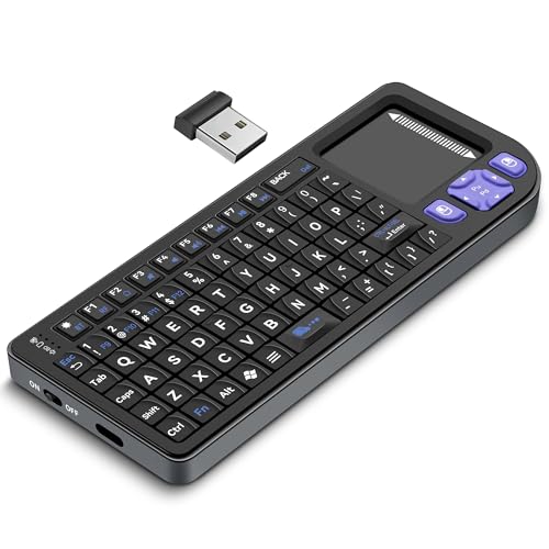 K809 Mini Wireless Keyboard with Touchpad, 2.4G + Bluetooth Dual Mode. Aluminum Frame, Rechargeable and Compact for iPad, Mac, Windows & Android. Ideal for Travel, Office and Home Use (Black). - color: black